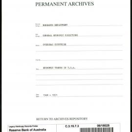 Research Department - General Economic Conditions - Overseas Countries - Economic Trends in USA - 1948 - 1951