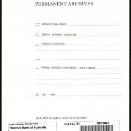Research Department - General Economic Conditions - Overseas Countries - West Germany - 1951 - 1961