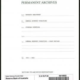 Research Department - General Economic Conditions - Overseas Countries - Great Britain - 1951 - 1964