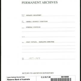 Research Department - General Economic Conditions - Overseas Countries - Great Britain. Radcliffe Committee - 1957 - 1959
