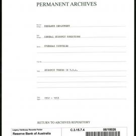 Research Department - General Economic Conditions - Overseas Countries - Economic Trends in USA - 1952 - 1953
