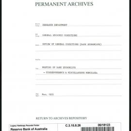 Research Department - General Economic Conditions - Review of General Conditions (Bank Economists) - Meeting of Bank Economists - Correspondence & Miscellaneous Memoranda - March 1955