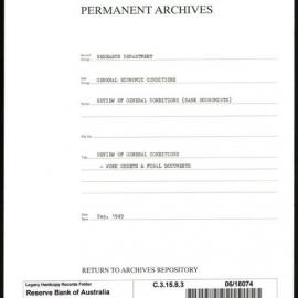 Research Department - General Economic Conditions - Review of General Conditions (Bank Economists) - Work Sheets & Final Documents - September 1949