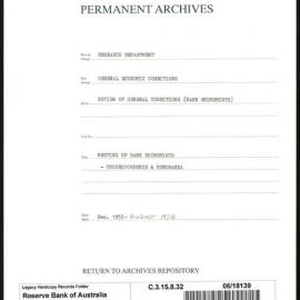 Research Department - General Economic Conditions - Review of General Conditions (Bank Economists) - Meeting of Bank Economists - Correspondence & Memoranda - December 1955 - August 1956