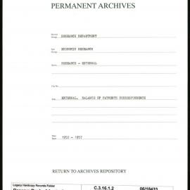 Research Department - Economic Research - External - Balance of Payments - Correspondence - 1952 - 1957