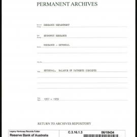 Research Department - Economic Research - External - Balance of Payments - Concepts - 1957 - 1959