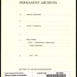 Research Department - Prices & Statistics - Price Indexes - Prices - International Comparisons - General Memoranda - 1942 - 1953