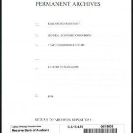 Research Department - General Economic Conditions - State Conditions Letters - To Managers - 1958
