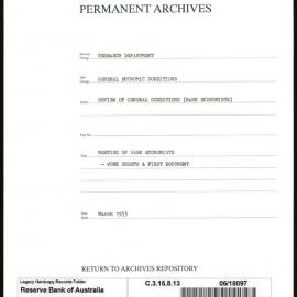 Research Department - General Economic Conditions - Review of General Conditions (Bank Economists) - Meeting of Bank Economists - Work Sheets & First Documents - March 1953