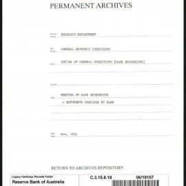 Research Department - General Economic Conditions - Review of General Conditions (Bank Economists) - Meeting of Bank Economists - Documents Prepared by Bank - November 1953