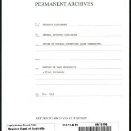 Research Department - General Economic Conditions - Review of General Conditions (Bank Economists) - Meeting of Bank Economists - Final Documents - November 1953