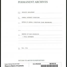Research Department - General Economic Conditions - Review of General Conditions (Bank Economists) - Meeting of Bank Economists - Final Documents - March 1954
