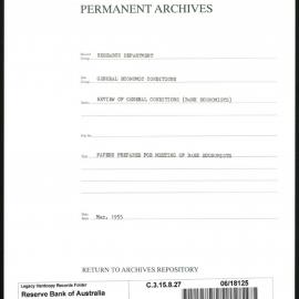 Research Department - General Economic Conditions - Review of General Conditions (Bank Economists) - Meeting of Bank Economists - Papers Prepared for Meeting of Bank Economists - March 1955