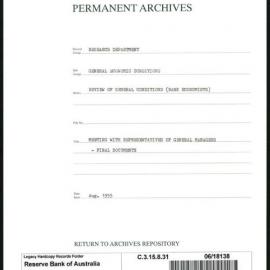 Research Department - General Economic Conditions - Review of General Conditions (Bank Economists) - Meeting with Representatives of the General Managers - Final Documents - August 1955