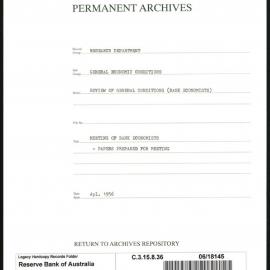 Research Department - General Economic Conditions - Review of General Conditions (Bank Economists) - Meeting of Bank Economists - Papers Prepared for Meeting - April 1956