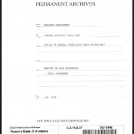 Research Department - General Economic Conditions - Review of General Conditions (Bank Economists) - Meeting of Bank Economists - Final Documents - April 1956