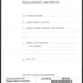 Research Department - General Economic Conditions - Review of General Conditions (Bank Economists) - Meeting of Bank Economists - Final Documents - March 1957