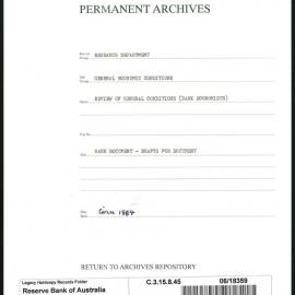Research Department - General Economic Conditions - Review of General Conditions (Bank Economists) - Bank Documents - Drafts for Documents - 1958 to June 1964