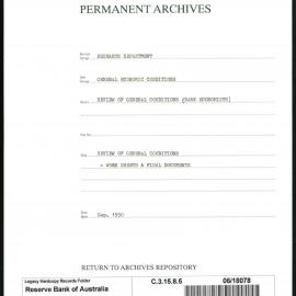Research Department - General Economic Conditions - Review of General Conditions (Bank Economists) - Work Sheets & Final Documents - September 1950