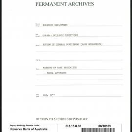 Research Department - General Economic Conditions - Review of General Conditions (Bank Economists) - Meeting of the Bank Economists - Final Documents - October 1957