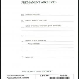 Research Department - General Economic Conditions - Review of General Conditions (Bank Economists) - Meeting of the Bank Economists - Final Documents - March 1958