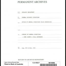Research Department - General Economic Conditions - Review of General Conditions (Bank Economists) - Summary - Work Sheets & Final Documents - March 1951 - November 1951