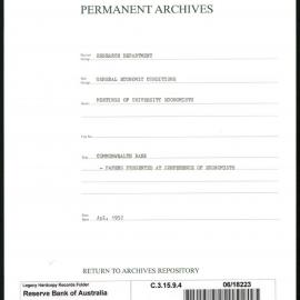 Research Department - General Economic Conditions - Meetings of the University Economists - Commonwealth Bank Conference of Economists - Papers Presented at the Conference of Economists - April 1952