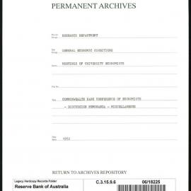 Research Department - General Economic Conditions - Meetings of the University Economists - Commonwealth Bank Conference of Economists - Discussion Memoranda - Miscellaneous - 1952