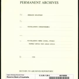 Research Department - Miscellaneous Correspondence - Memoranda (books, stores) - Monthly Review from the London Office - File 1 - 1956
