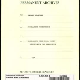 Research Department - Miscellaneous Correspondence - Memoranda (books, stores) - Monthly Review from the London Office - File 2 - 1957