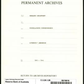 Research Department - Miscellaneous Correspondence - Memoranda (books, stores) - The Governor's Addresses - 1962 - 1964