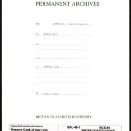 GOVERNORS & SENIOR PERSONNEL - Athol Lewis - Coombs, H.C.