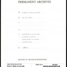 GOVERNORS & SENIOR PERSONNEL - Dr H.C. Coombs - Discussions - Banker's Administrative Staff College (BASC) and Melbourne University Summer School of Business Administration - 1955-1961