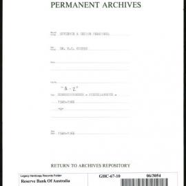 GOVERNORS & SENIOR PERSONNEL - Dr H.C. Coombs - Miscellaneous Correspondence "A-Z" - 1948-1967 - “D”