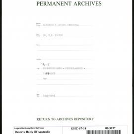 GOVERNORS & SENIOR PERSONNEL - Dr H.C. Coombs - Miscellaneous Correspondence "A-Z" - 1948-1967 - “H”