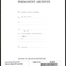GOVERNORS & SENIOR PERSONNEL - Dr H.C. Coombs - Miscellaneous Correspondence "A-Z" - 1948-1967 - “J”