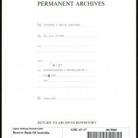 GOVERNORS & SENIOR PERSONNEL - Dr H.C. Coombs - Miscellaneous Correspondence "A-Z" - 1948-1967 - “K”