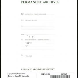 GOVERNORS & SENIOR PERSONNEL - Dr H.C. Coombs - Miscellaneous Correspondence "A-Z" - 1948-1967 - “N”