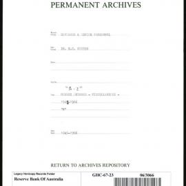 GOVERNORS & SENIOR PERSONNEL - Dr H.C. Coombs - Miscellaneous Correspondence "A-Z" - 1948-1967 - “R”
