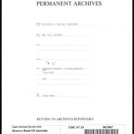 GOVERNORS & SENIOR PERSONNEL - Dr H.C. Coombs - Miscellaneous Correspondence "A-Z" - 1948-1967 - “S”