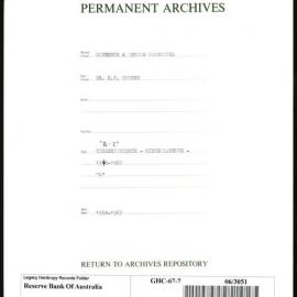 GOVERNORS & SENIOR PERSONNEL - Dr H.C. Coombs - Miscellaneous Correspondence "A-Z" - 1948-1967 - “A”
