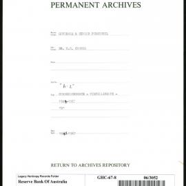 GOVERNORS & SENIOR PERSONNEL - Dr H.C. Coombs - Miscellaneous Correspondence "A-Z" - 1948-1967 - “B”
