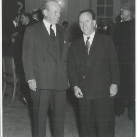 Bank's Functions - Overseas Travel - Dr Coombs with Sir Emry Chubb - London - 1953