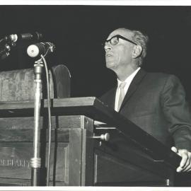 Dr Coombs delivering an address in Western Australia, 'Training for Development' - 1966