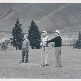 Bank's Functions Etc - Overseas Travel, Dr Coombs at 'Dai Hakone Golf Course' with Mr Kaya and Mr Matsudaira - Japan - 30 September 1962