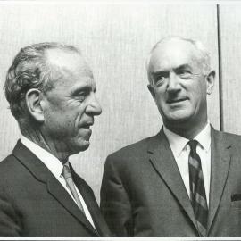Staff Groups - Governors and Ex-Governors, Dr Coombs and JG Phillips at Press Conference announcing Retirement - 2 November 1967