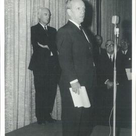 Staff Groups - Governors and Ex-Governors - Dr Coombs and JG Phillips - Coombs' farewell speech to staff - 22 July 1968