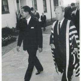 Coombs, HC as Pro-Chancellor of ANU, escorting the King of Thailand to a reception in his honour - September 1962