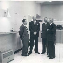 Launceston branch opening - ER Roberts (Manager), JG Menzies, DA Tate and HC Coombs (copy b) - 16 June 1961