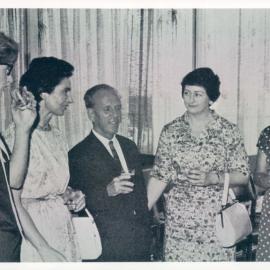 Staff - Social Functions - Head Office - RBA Staff Christmas Party - Yvonne Preston, Margaret Bourke, Dr Coombs, Anne Bull, Betty Kennedy - December 1966